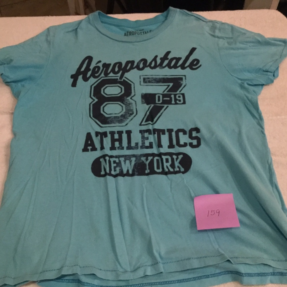 Aeropostale Light Blue Navy Blue T-Shirt Tee - Size Large - Great Condition